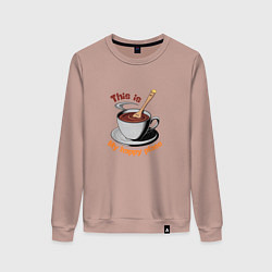 Свитшот хлопковый женский Счастье в мелочах, цвет: пыльно-розовый