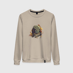 Свитшот хлопковый женский Осенний хищник, цвет: миндальный