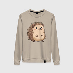 Свитшот хлопковый женский Ёжик арт, цвет: миндальный