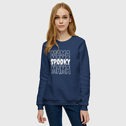 Свитшот хлопковый женский Spooky mom, цвет: тёмно-синий — фото 2