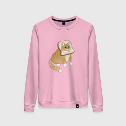 Свитшот хлопковый женский Милый толстый котик-хлебушек, цвет: светло-розовый