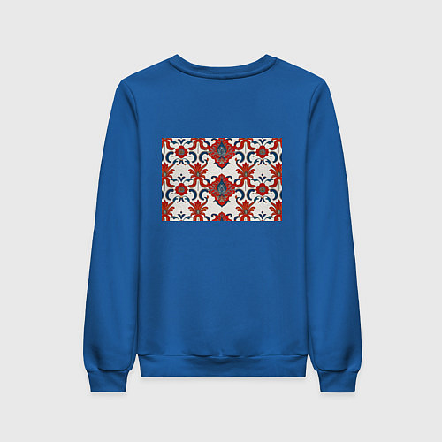 Женский свитшот Узор красно-синий на белом фоне / Синий – фото 2