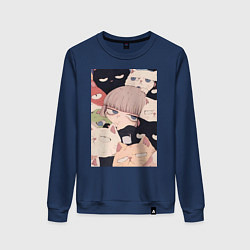 Свитшот хлопковый женский Девушка с котиками, цвет: тёмно-синий