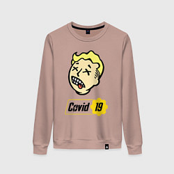 Свитшот хлопковый женский Vault boy - covid 19, цвет: пыльно-розовый