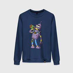 Свитшот хлопковый женский Bender drink beer, цвет: тёмно-синий