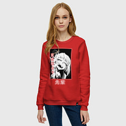 Свитшот хлопковый женский Химико Тога - злодейка, цвет: красный — фото 2