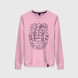 Свитшот хлопковый женский Продолжай путешествовать, цвет: светло-розовый