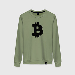 Свитшот хлопковый женский Биткоин - знак, цвет: авокадо