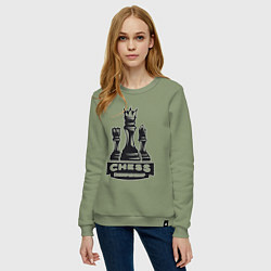 Свитшот хлопковый женский Chess championship, цвет: авокадо — фото 2