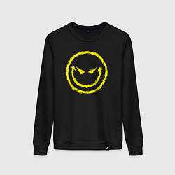 Свитшот хлопковый женский Evil smile, цвет: черный