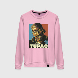 Свитшот хлопковый женский Tupac - all eyez on me, цвет: светло-розовый