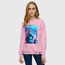Свитшот хлопковый женский Кибер Которо - коллаба, цвет: светло-розовый — фото 2