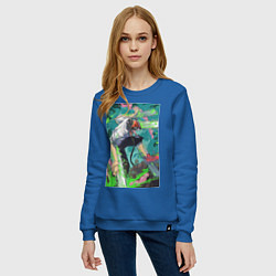 Свитшот хлопковый женский Человек-бензопила Дэндзи арт, цвет: синий — фото 2