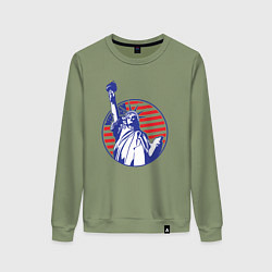 Свитшот хлопковый женский Статуя свободы - New York, цвет: авокадо