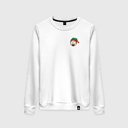 Свитшот хлопковый женский Рик и Морти новогодний Морти в шапке, цвет: белый