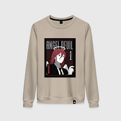 Свитшот хлопковый женский Человек-бензопила Angel Devil, цвет: миндальный