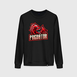 Свитшот хлопковый женский Рыбка хищник, цвет: черный