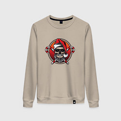 Свитшот хлопковый женский Skull Santa, цвет: миндальный