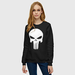 Свитшот хлопковый женский Punisher logo, цвет: черный — фото 2