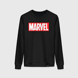 Свитшот хлопковый женский Marvel logo, цвет: черный