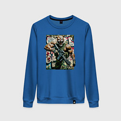 Свитшот хлопковый женский Cool tiger - special forces, цвет: синий