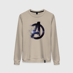 Свитшот хлопковый женский Мстители лого рассеивается, цвет: миндальный