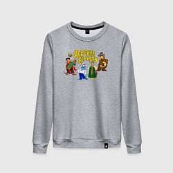 Свитшот хлопковый женский Все персонажи Деревни дураков, цвет: меланж