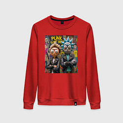 Свитшот хлопковый женский Rick an Morty - punk is not dead, цвет: красный