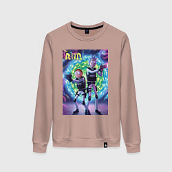 Свитшот хлопковый женский Рик и Морти - космический спецназ, цвет: пыльно-розовый