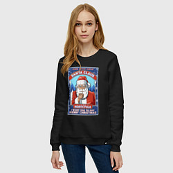 Свитшот хлопковый женский Santa Claus north pole, цвет: черный — фото 2