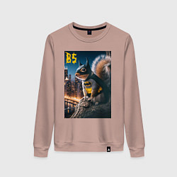 Свитшот хлопковый женский Bat squirrel - ai art fantasy, цвет: пыльно-розовый