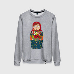 Свитшот хлопковый женский Матрёшка милая, цвет: меланж