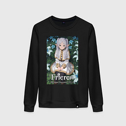Свитшот хлопковый женский Фрирен в лилиях, цвет: черный
