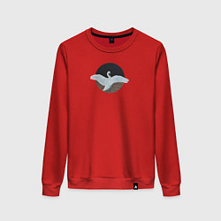 Свитшот хлопковый женский Лебедь расправил крылья, цвет: красный