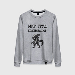Свитшот хлопковый женский Мир труд колонизация, цвет: меланж