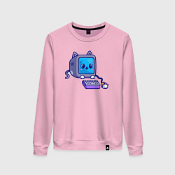 Свитшот хлопковый женский Компьютерный котик, цвет: светло-розовый