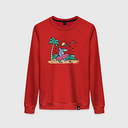 Свитшот хлопковый женский Акула серфер, цвет: красный