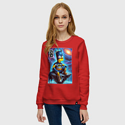 Свитшот хлопковый женский Batbart - ai art fantasy, цвет: красный — фото 2