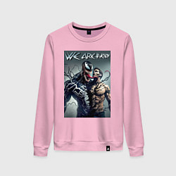 Свитшот хлопковый женский Eddie and Venom - ai art fantasy, цвет: светло-розовый