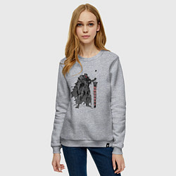 Свитшот хлопковый женский Черный мечник, цвет: меланж — фото 2
