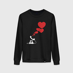 Свитшот хлопковый женский Телефон с сердечками, цвет: черный