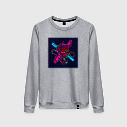 Свитшот хлопковый женский Неоновый демон они, цвет: меланж