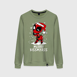 Свитшот хлопковый женский Deadpool - merry kiss my ass, цвет: авокадо