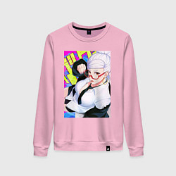 Свитшот хлопковый женский Дандадан: Бабка Момо, цвет: светло-розовый