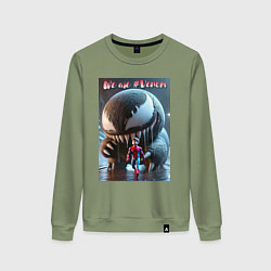 Свитшот хлопковый женский Мультяшные Веном и человек паук - мем, цвет: авокадо