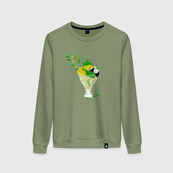 Свитшот хлопковый женский Панда и мороженое, цвет: авокадо