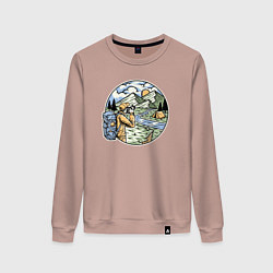 Свитшот хлопковый женский Фото пейзаж, цвет: пыльно-розовый