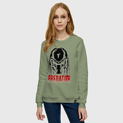 Свитшот хлопковый женский Хищник - шлем, цвет: авокадо — фото 2