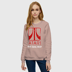 Свитшот хлопковый женский Atari logo - start game now, цвет: пыльно-розовый — фото 2