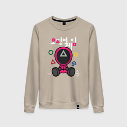 Свитшот хлопковый женский Squid game boy, цвет: миндальный